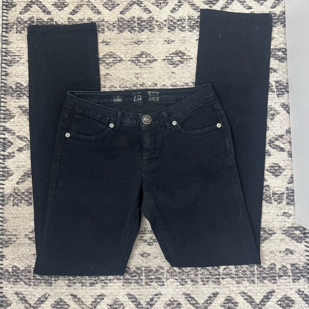 NWOT SXY JEANS Black Straight Leg Jeans with Sequin Detail Sz 25 - Picture 5 of 5